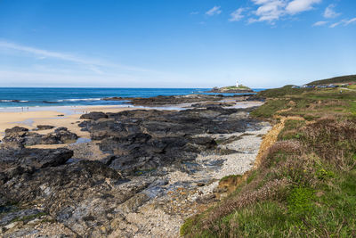 Scenic view of beach against sky