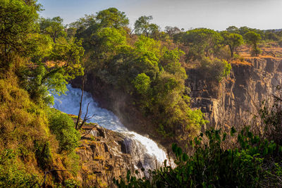 A detail of the victoria falls taken from the zimbabwe side