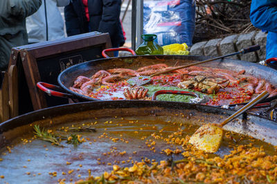 Close-up of paella for sale at market