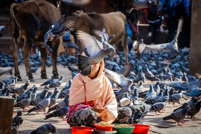 Group of people at market