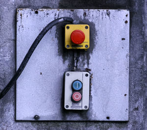 Close-up of industrial on and off switch
