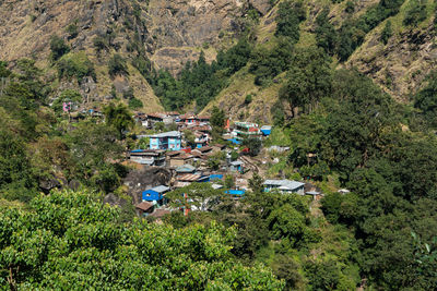 High angle view of farm