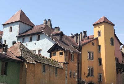 Low angle view of residential buildings against sky