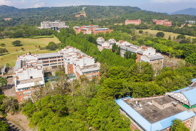 High angle view of townscape and buildings