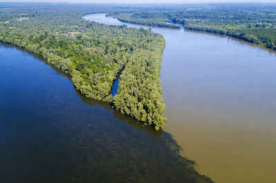 High angle view of river against sky