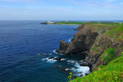 High angle view of sea against sky