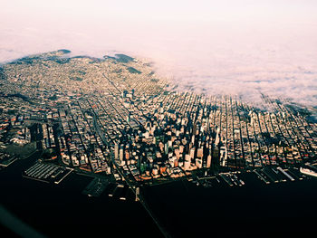 High angle view of cityscape against sky