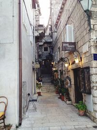 Narrow alley along buildings