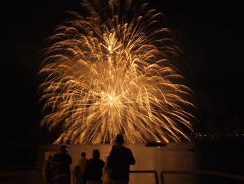 Firework display at night