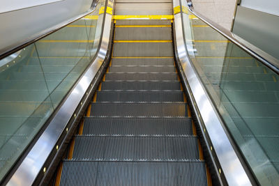 High angle view of escalator