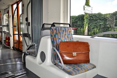 View of empty seats in bus