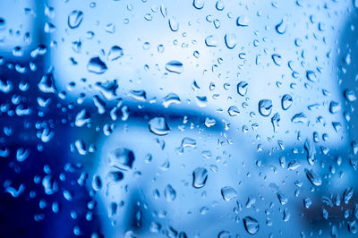 Full frame shot of raindrops on window