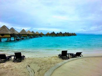 Scenic view of sea against cloudy sky