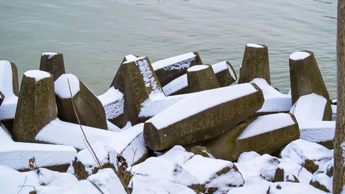 Scenic view of sea against sky during winter