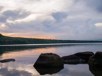 View of lake at sunset