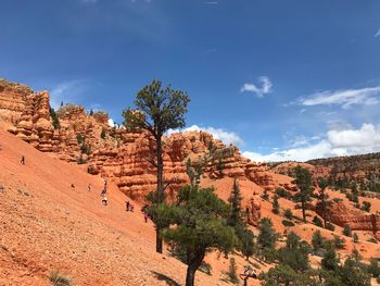 Rock formations on landscape against sky