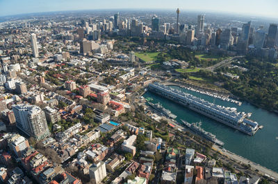 High angle view of buildings in city