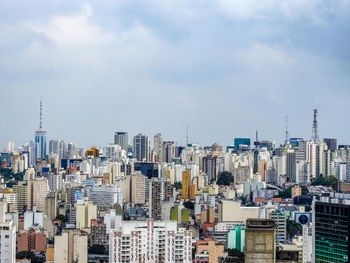 High angle view of city against sky