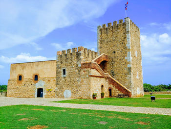 Exterior of old building against sky