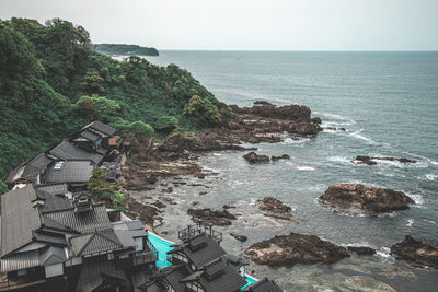 Scenic view of sea against clear sky