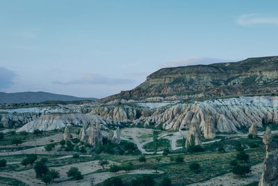 Panoramic view of landscape and mountains against sky