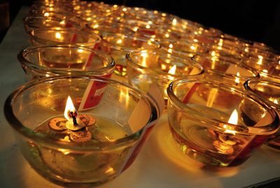 Close-up of candle on table