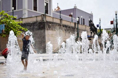 Fountain in front of building