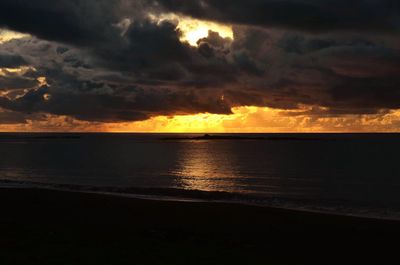 Scenic view of sea against cloudy sky