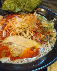 Close-up of served food in plate