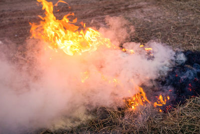 Bonfire on field