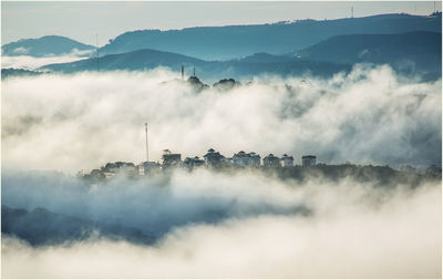 Panoramic view of mountains against sky