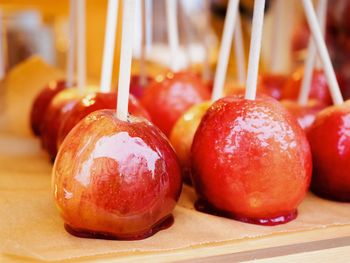 Close-up of apples on table