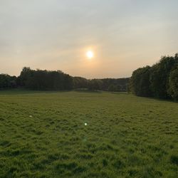 Scenic view of field against sky during sunset