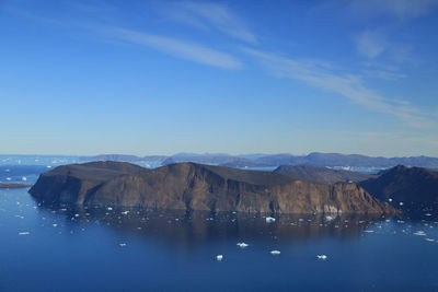 Scenic view of rock formations in sea