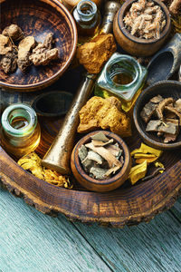 High angle view of food on table