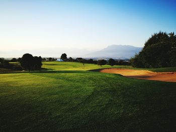 Scenic view of landscape against clear sky