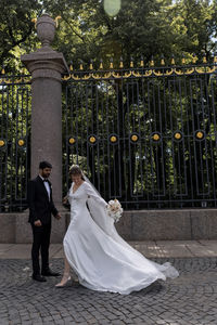 Low angle view of wedding dress