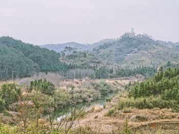 Scenic view of landscape against clear sky