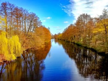 Scenic view of lake against sky during autumn