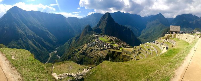 Panoramic view of mountains against sky