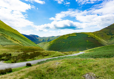 Landscape of green trees and hills in lake district national park area, united kingdom