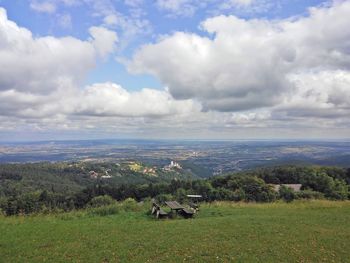 Scenic view of land against sky