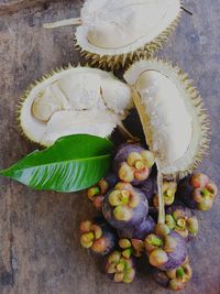 High angle view of fruits on table