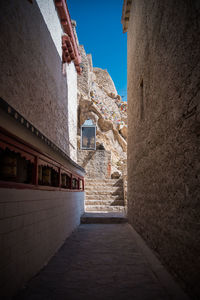Narrow alley amidst buildings against sky