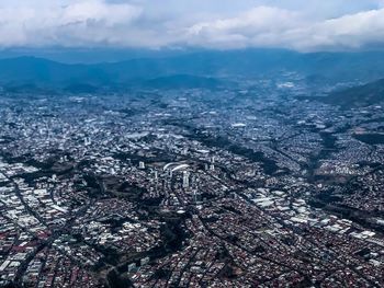 High angle view of cityscape against sky