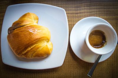 Close-up of breakfast served on table