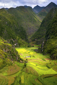 Scenic view of field against mountains