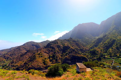 Scenic view of mountains against sky