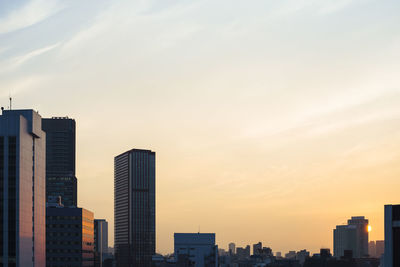 View of city at sunset