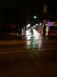 Wet street at night